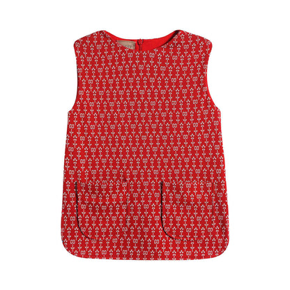 Girls Red GG Logo Cotton Dress