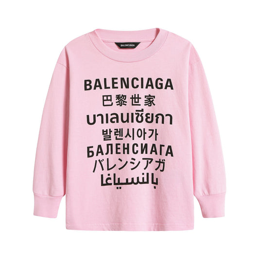 Girls Pink Languages Cotton Top