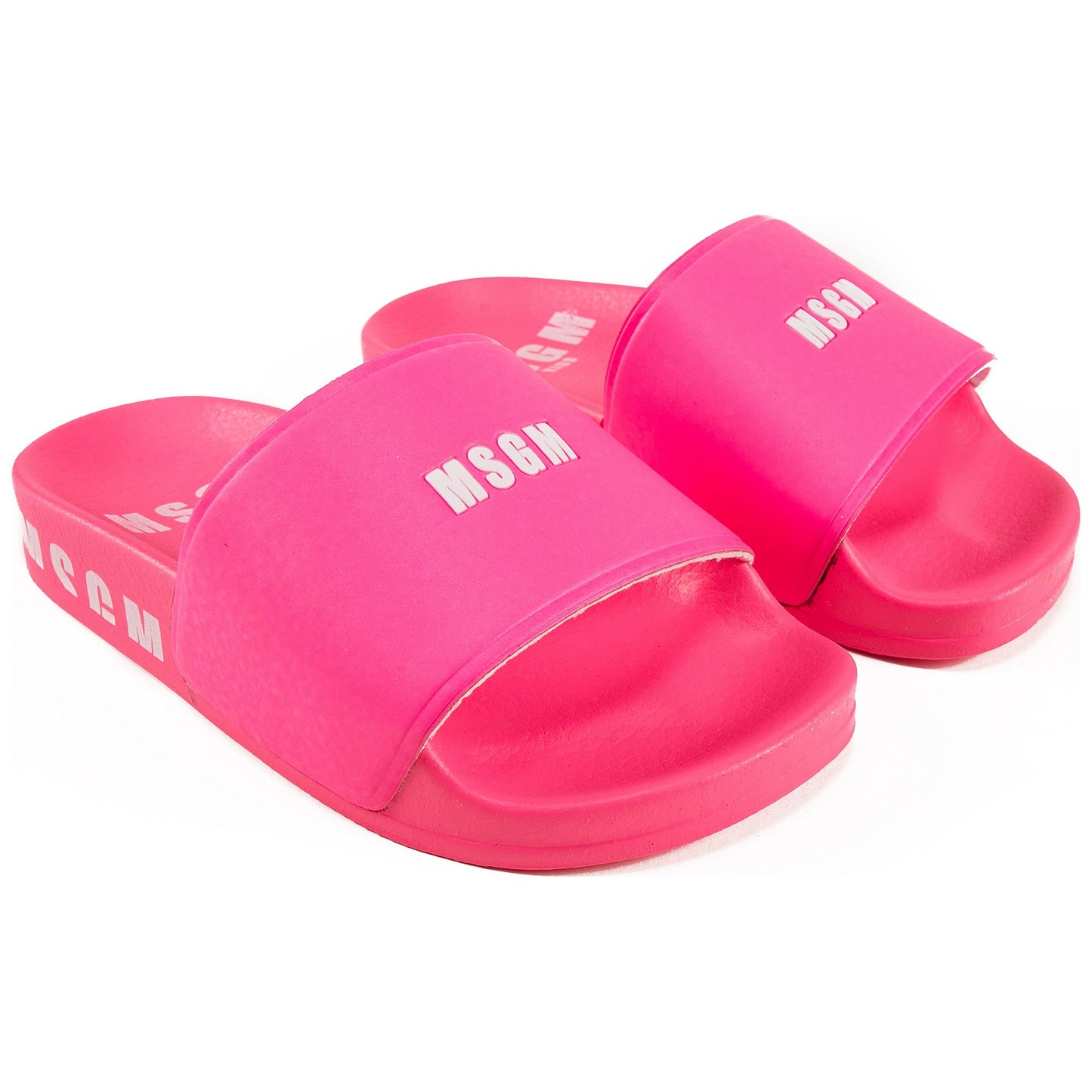 Girls Neon Pink Logo Sandals