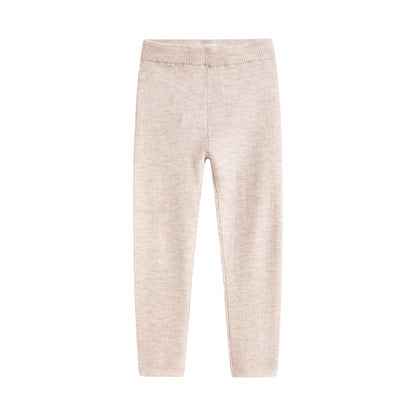 女童米色羊毛长裤