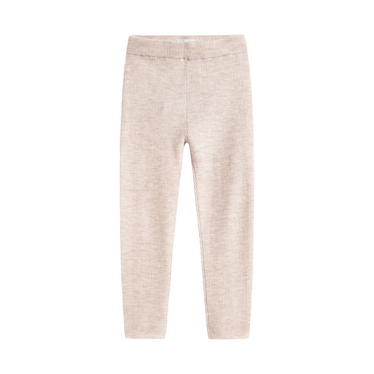 女童米色羊毛长裤