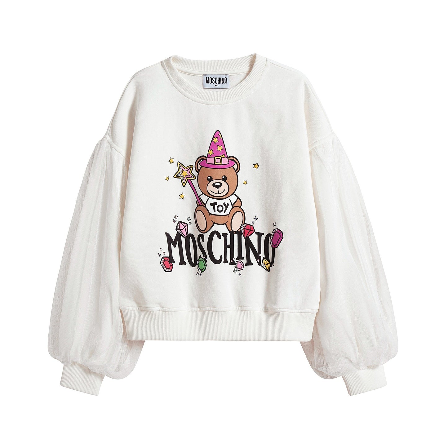 女童白色印花棉卫衣