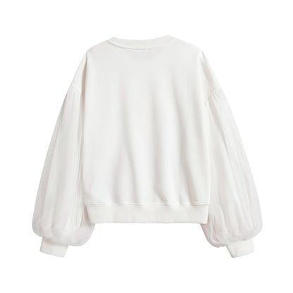 女童白色印花棉卫衣