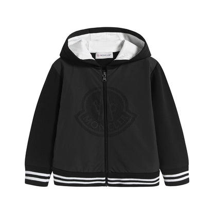 男婴黑色连帽拉链上衣