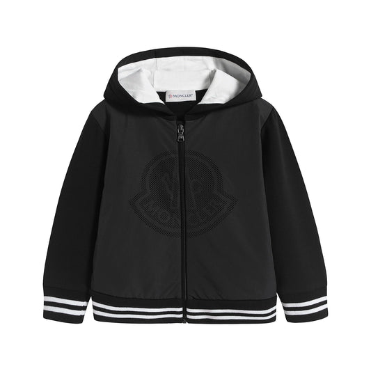 男婴黑色连帽拉链上衣