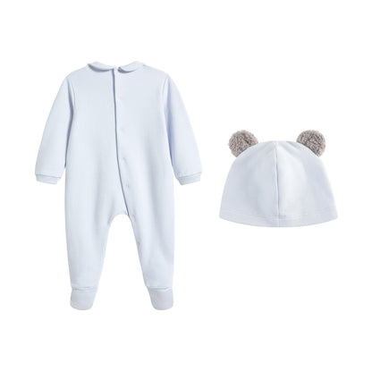 男婴蓝色棉连体衣套装