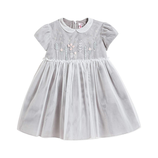 女婴灰色刺绣连衣裙