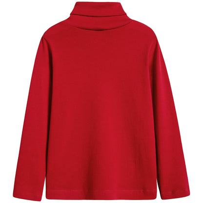 Girls Red Cotton Turtleneck