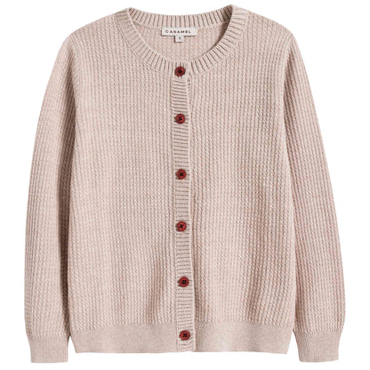 Girls Camel Cotton Cardigan