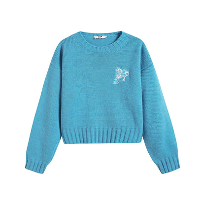 女童蓝色Logo毛衣
