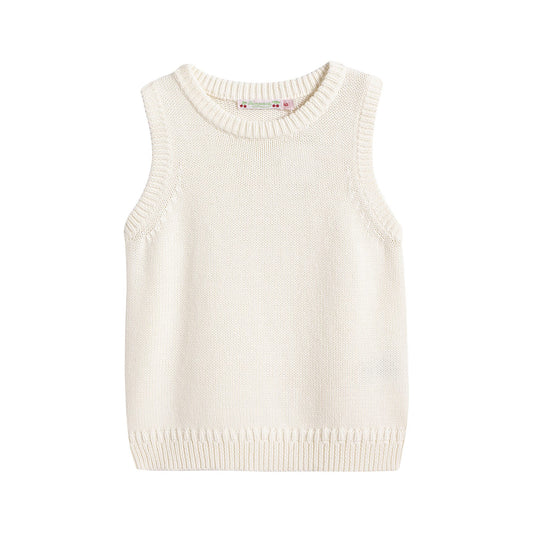 女童白色羊毛背心