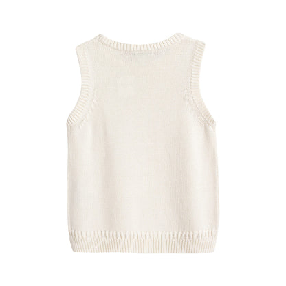 女童白色羊毛背心