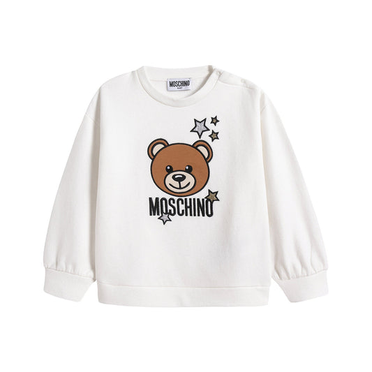 女婴白色Logo棉卫衣