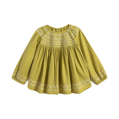 女童橄榄绿棉上衣