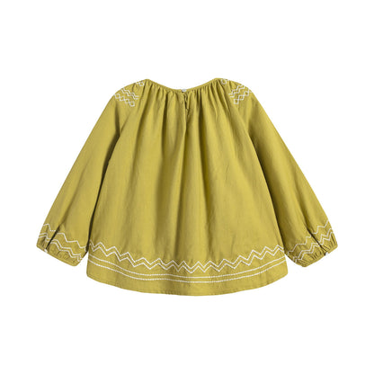 女童橄榄绿棉上衣