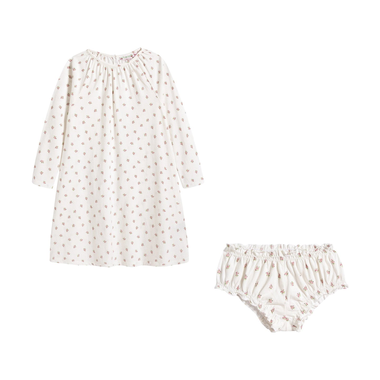 女童白色碎花棉睡衣套装