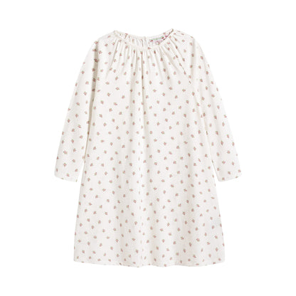 女童白色碎花棉睡衣套装