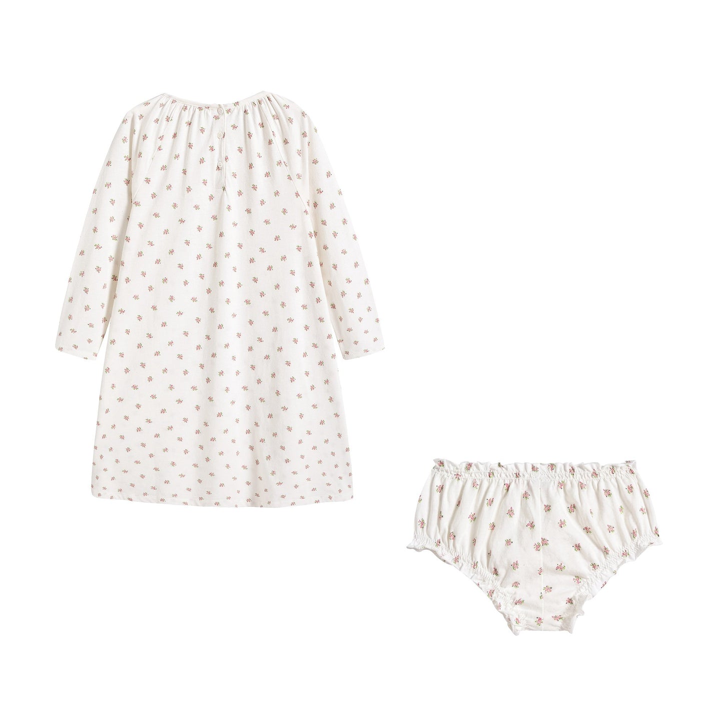 女童白色碎花棉睡衣套装