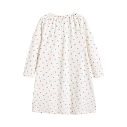 女童白色碎花棉睡衣套装