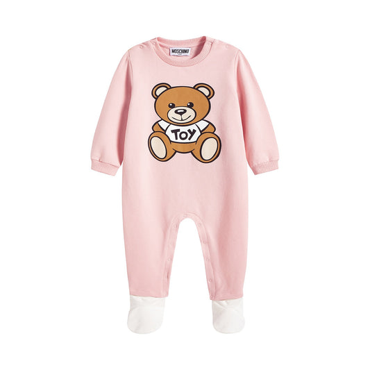 女婴粉色Logo棉连体衣