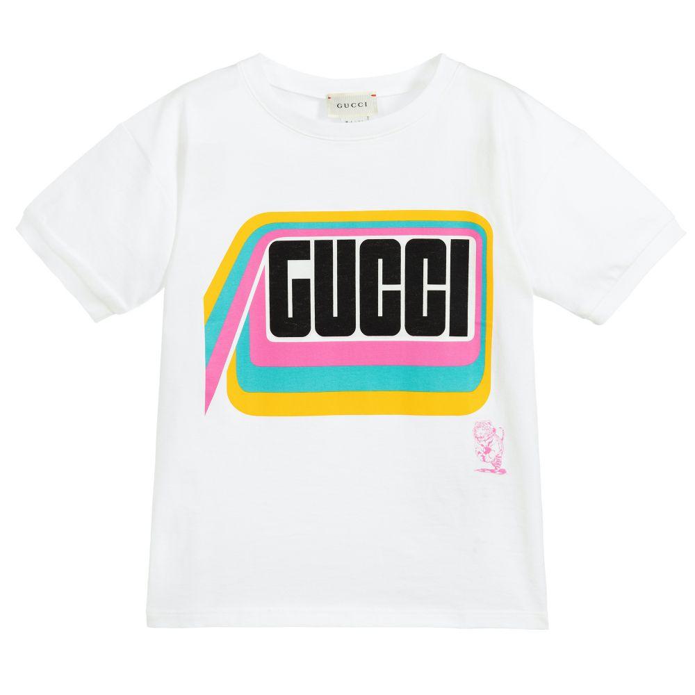 Boys & Girls White Logo Cotton T-shirt