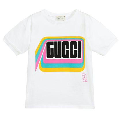 Boys & Girls White Logo Cotton T-shirt