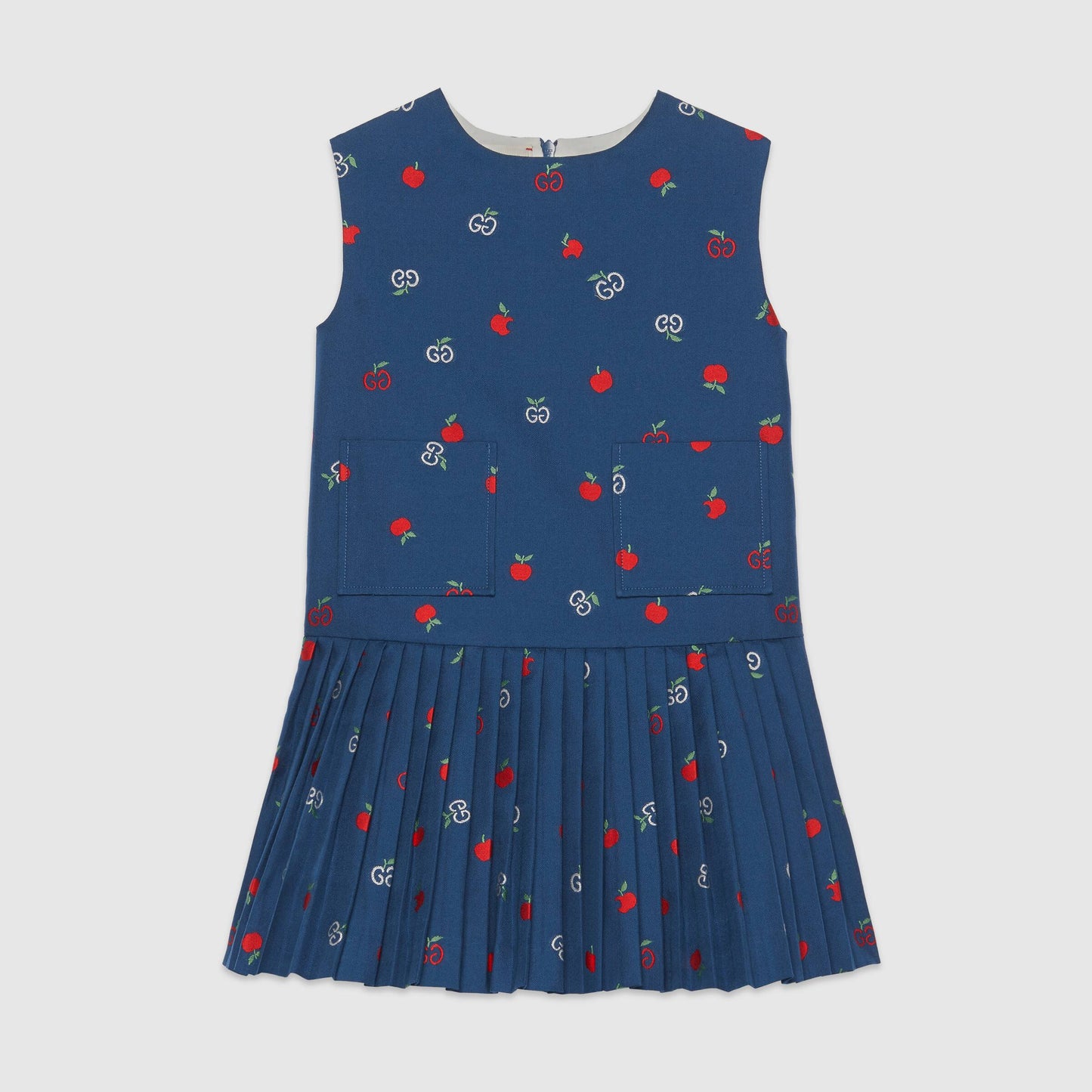 Girls Blue Apple GG Cotton Dress
