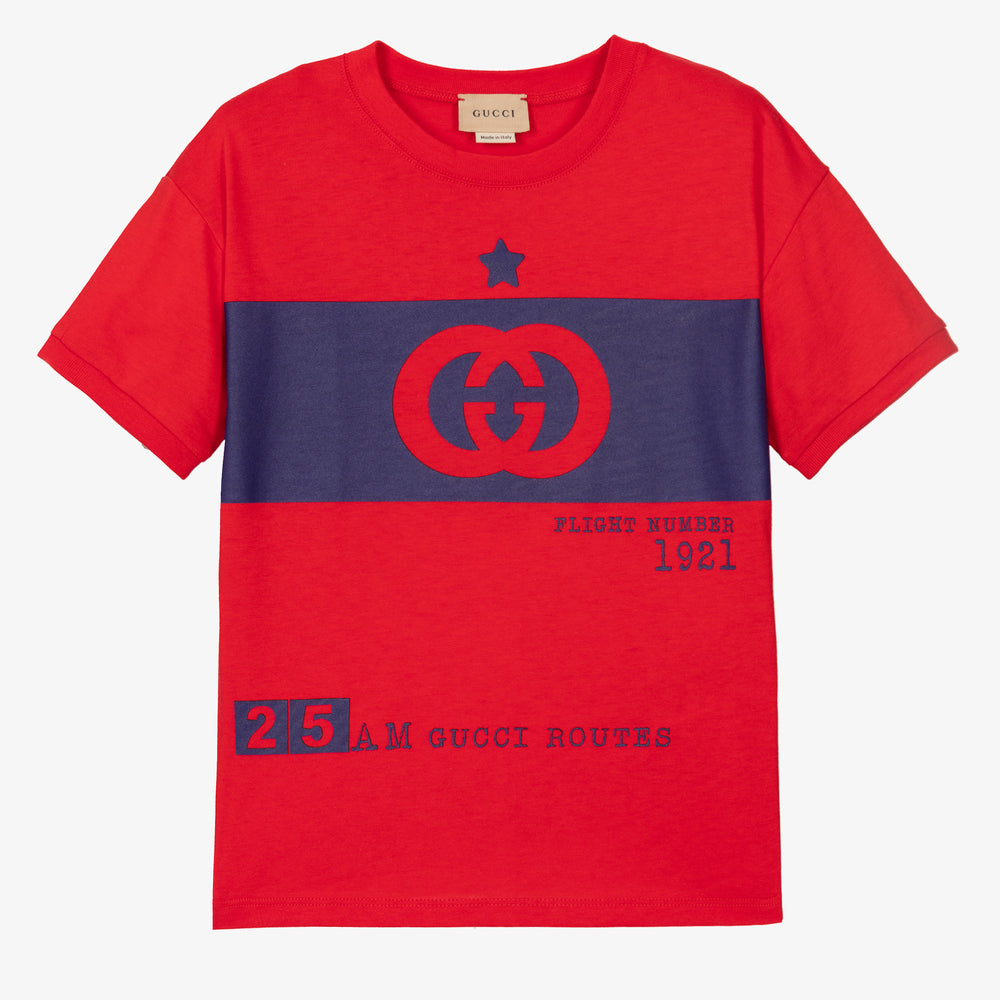 男童红色Logo棉T恤