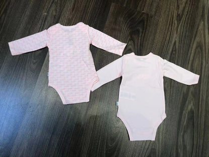 女婴粉色Logo棉连体衣套装 (2件)