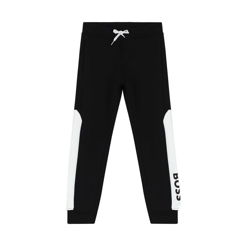 男童黑色Logo棉长裤