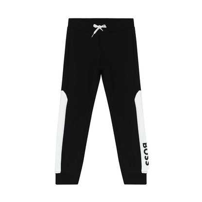 男童黑色Logo棉长裤