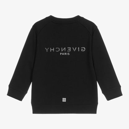 男童黑色Logo棉卫衣