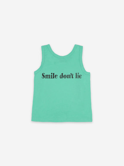 Girls Mint Smile Cotton Tank Top