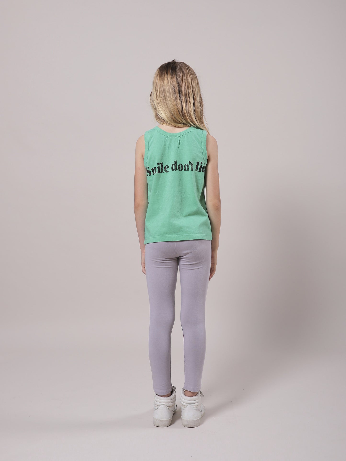 Girls Mint Smile Cotton Tank Top