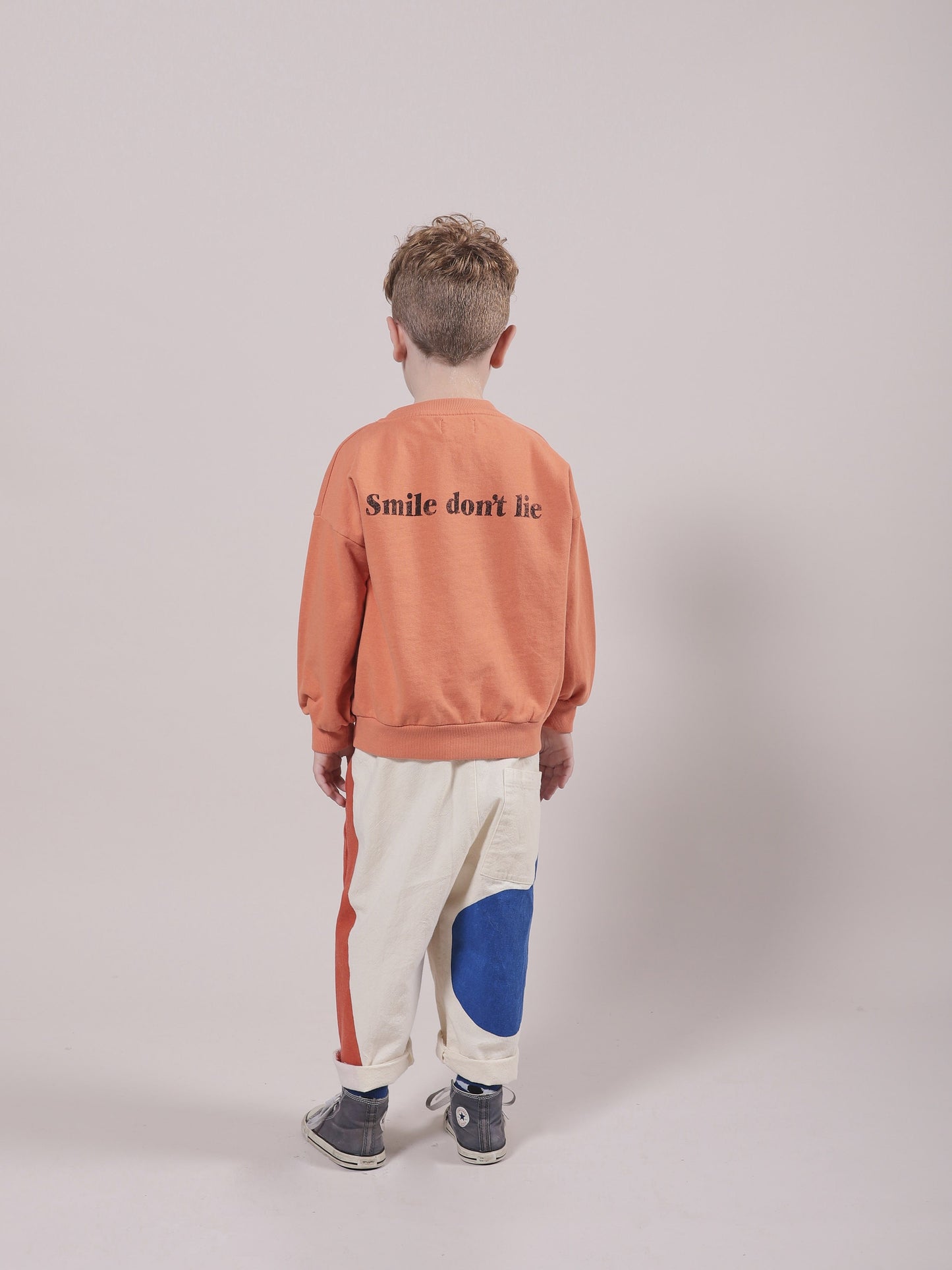 Girls Orange Smile Cotton Sweatshirt