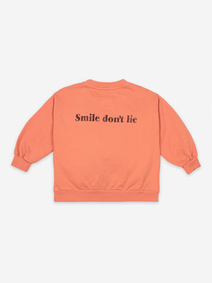 Girls Orange Smile Cotton Sweatshirt