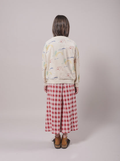 Girls Red Check Cotton Trousers