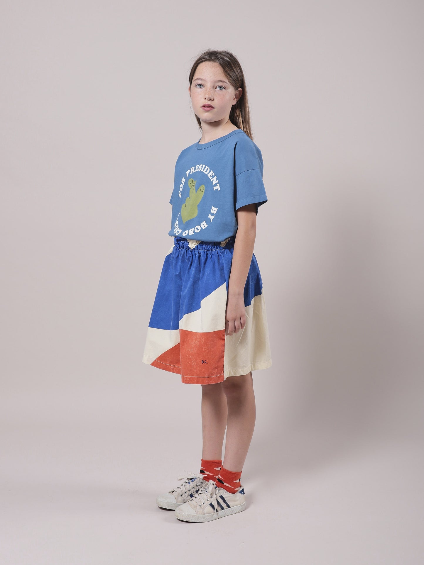 Girls Blue Landscape Cotton Skirt