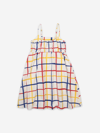 Girls Cream Check Cotton Dress