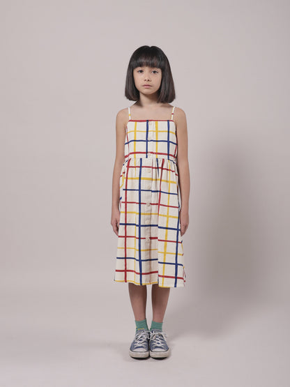 Girls Cream Check Cotton Dress