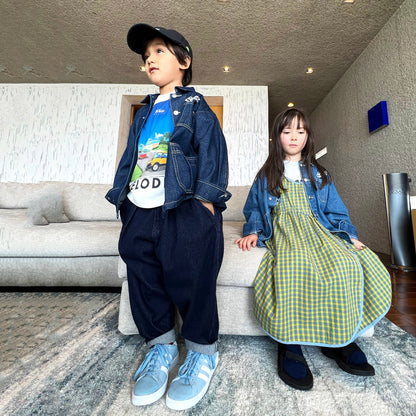 儿童藏青色牛仔夹克