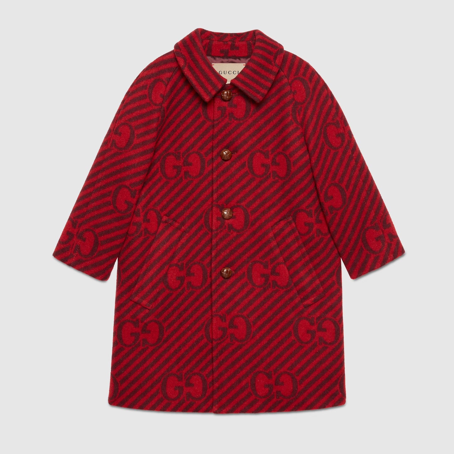 女童红色Logo羊毛外套