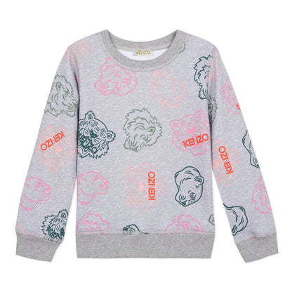 Girls Grey Printing Cotton Sweatshirt