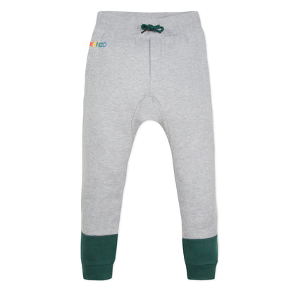 Boys Grey & Green Drawstring Cotton Trousers