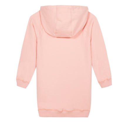Girls Pink Hooded Logo Cotton Dress