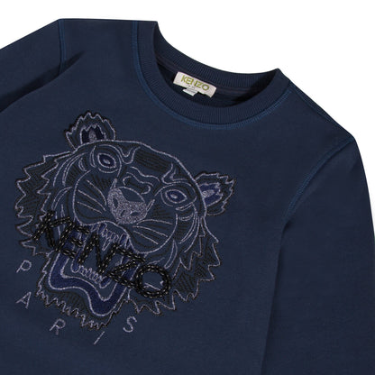 Girls Navy Tiger Cotton Dress