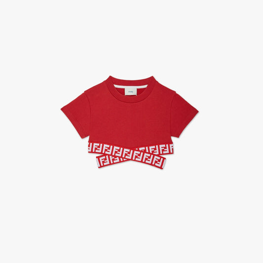 女童红色FF Logo棉T恤