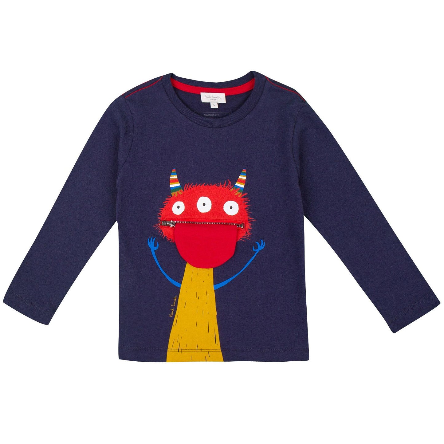 Boys Navy Blue Monster Printed Cotton T-Shirt