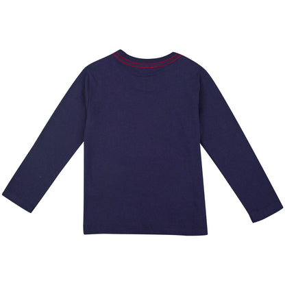 Boys Navy Blue Monster Printed Cotton T-Shirt