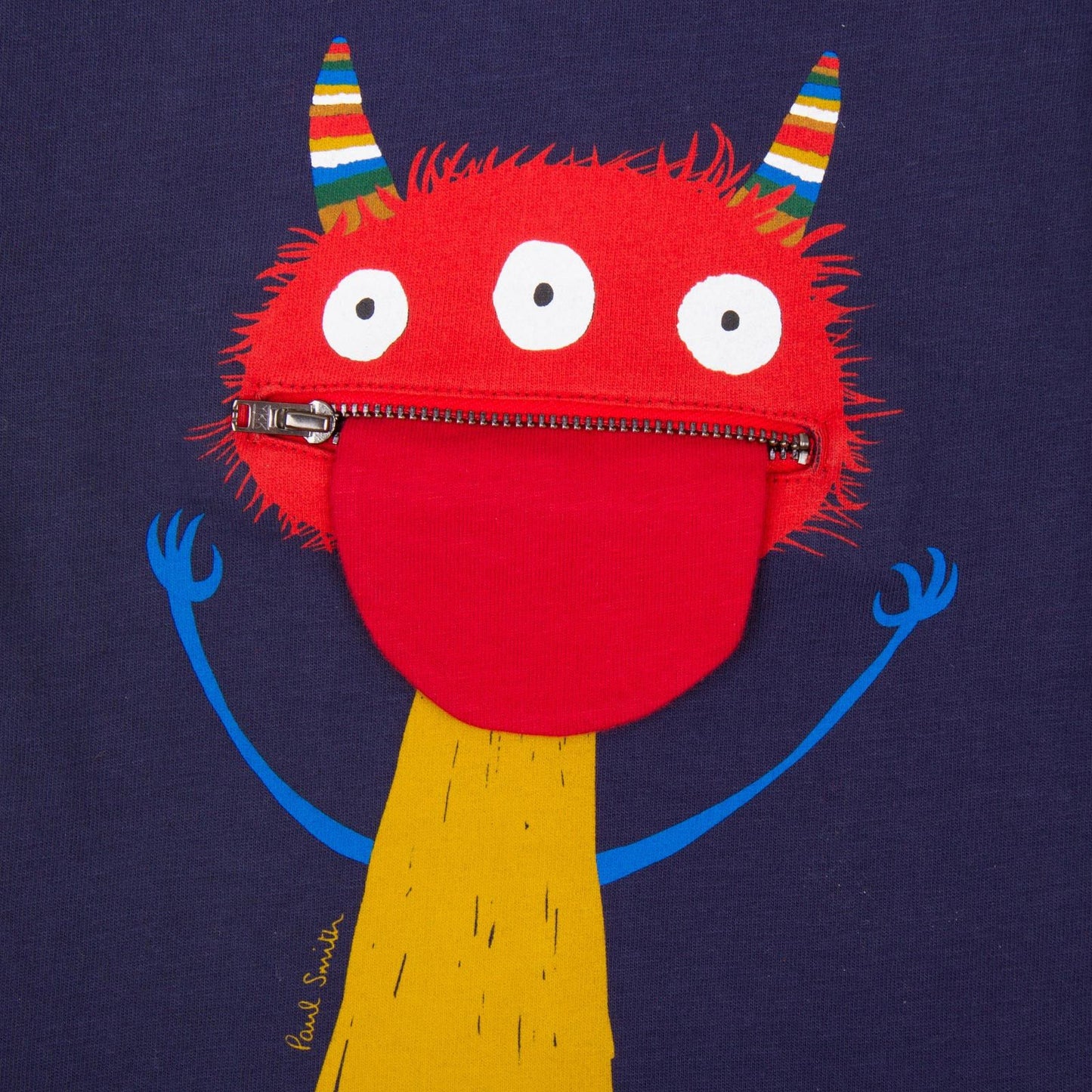 Boys Navy Blue Monster Printed Cotton T-Shirt